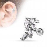 Cartilage hélix, tragus 404 - Pétales transparents