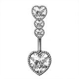 Piercing nombril coeur 02 - Haut et bas cristal transparent