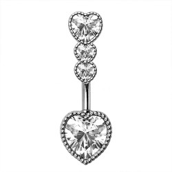 Piercing nombril coeur 02 - Haut et bas cristal transparent