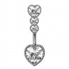 Piercing nombril coeur 02 - Haut et bas cristal transparent