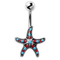 Piercing nombril étoile de mer multicolore (142)