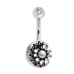 Piercing nombril lune et étoile antique (D02)