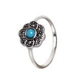 Anneau 0.8mm 28 - fleur vintage gem turquoise