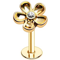 Piercing micro-labret 152 - Fleur gold-ip pétales creux