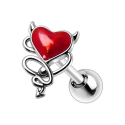 Cartilage hélix, tragus 143 - Diable coeur rouge