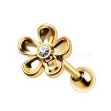 Cartilage hélix, tragus 140 - Fleur gold-ip pétales creux