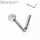 Piercing nez courbé 0.8mm ou 1mm 93 - Titane boule strass transparent