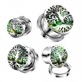 Plug dévissable arbre de vie sur fond vert (AC167)