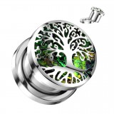 Plug dévissable arbre de vie sur fond vert (AC167)