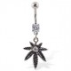 Piercing nombril cannabis 05 - Feuille grise pendante