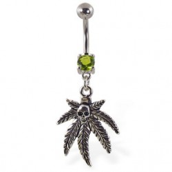 Piercing nombril cannabis 06 - Avec tête de mort