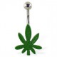 Piercing nombril cannabis 09 - Feuille verte