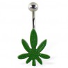 Piercing nombril cannabis 09 - Feuille verte