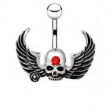 Piercing nombril gothique 08 - Crane avec deux ailes