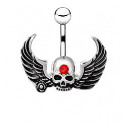 Piercing nombril gothique 08 - Crane avec deux ailes