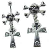 Piercing nombril gothique 10 - Crane avec croix