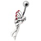 Piercing nombril fée 06 - Aile avec strass rouges