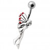 Piercing nombril fée 06 - Aile avec strass rouges