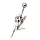 Piercing nombril fée 07 - Aile avec strass roses