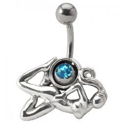 Piercing nombril fée 10 - Nue strass bleu-clair