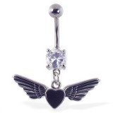Piercing nombril ange 01 - Coeur avec des ailes