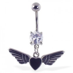Piercing nombril ange 01 - Coeur avec des ailes