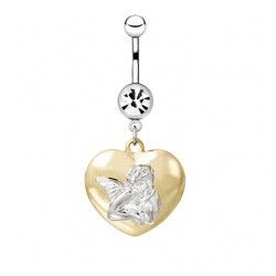 Piercing nombril ange 07 - Coeur jaune