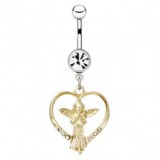 Piercing nombril ange 09 - Dans coeur avec strass