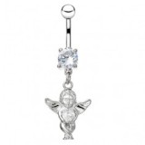 Piercing nombril ange 08 - Avec coeur transparent