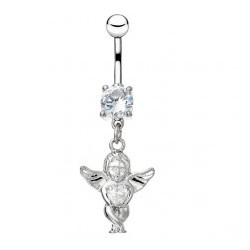 Piercing nombril ange 08 - Avec coeur transparent