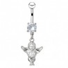 Piercing nombril ange 08 - Avec coeur transparent