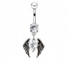 Piercing nombril ange 11 - Cristal coeur avec des ailes