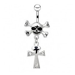 Piercing nombril gothique 10 - Crane avec croix
