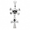 Piercing nombril gothique 10 - Crane avec croix