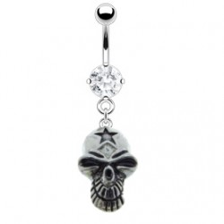 Piercing nombril gothique 09 - Crane avec étoile