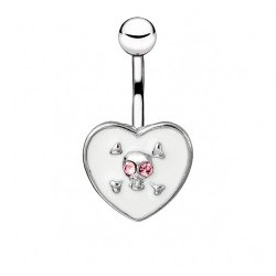Piercing nombril gothique 14 - Coeur avec crane
