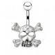 Piercing nombril gothique Crâne avec strass transparents (15)