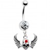 Piercing nombril gothique 16 - Front rouge avec des ailes