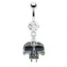 Piercing nombril gothique 17 - Crane large et yeux noirs