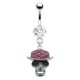 Piercing nombril gothique crane avec chapeau rouge (19)