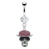 Piercing nombril gothique crane avec chapeau rouge (19)