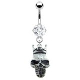 Piercing nombril gothique 32 - Crane avec couronne