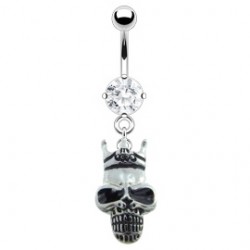 Piercing nombril gothique 32 - Crane avec couronne
