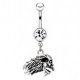 Piercing nombril gothique 35 - Crane de biker enflammé