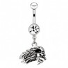 Piercing nombril gothique 35 - Crane de biker enflammé