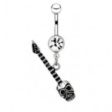 Piercing nombril gothique 36 - Guitare avec une crane