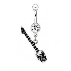 Piercing nombril gothique 36 - Guitare avec une crane