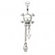 Piercing nombril gothique 39 - Crane avec pointe et crane