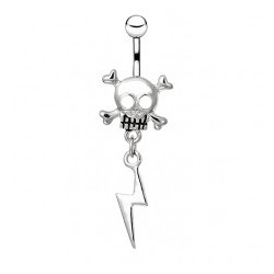 Piercing nombril gothique 40 - Crane avec un éclair