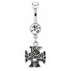 Piercing nombril gothique 42 - Crane sur croix de malte